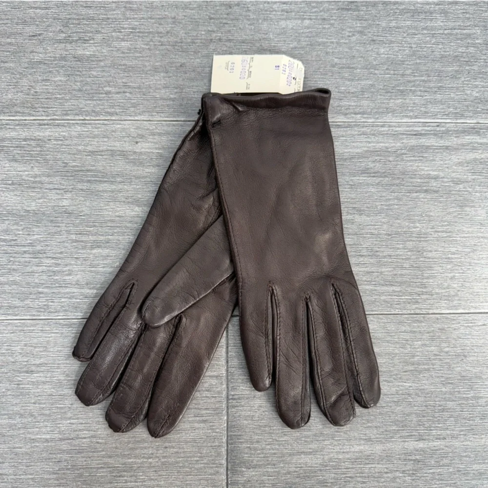 NWT Vintage Dead Stock Bloomingdale's Genuine Leather Gloves Chocolate Brown XS